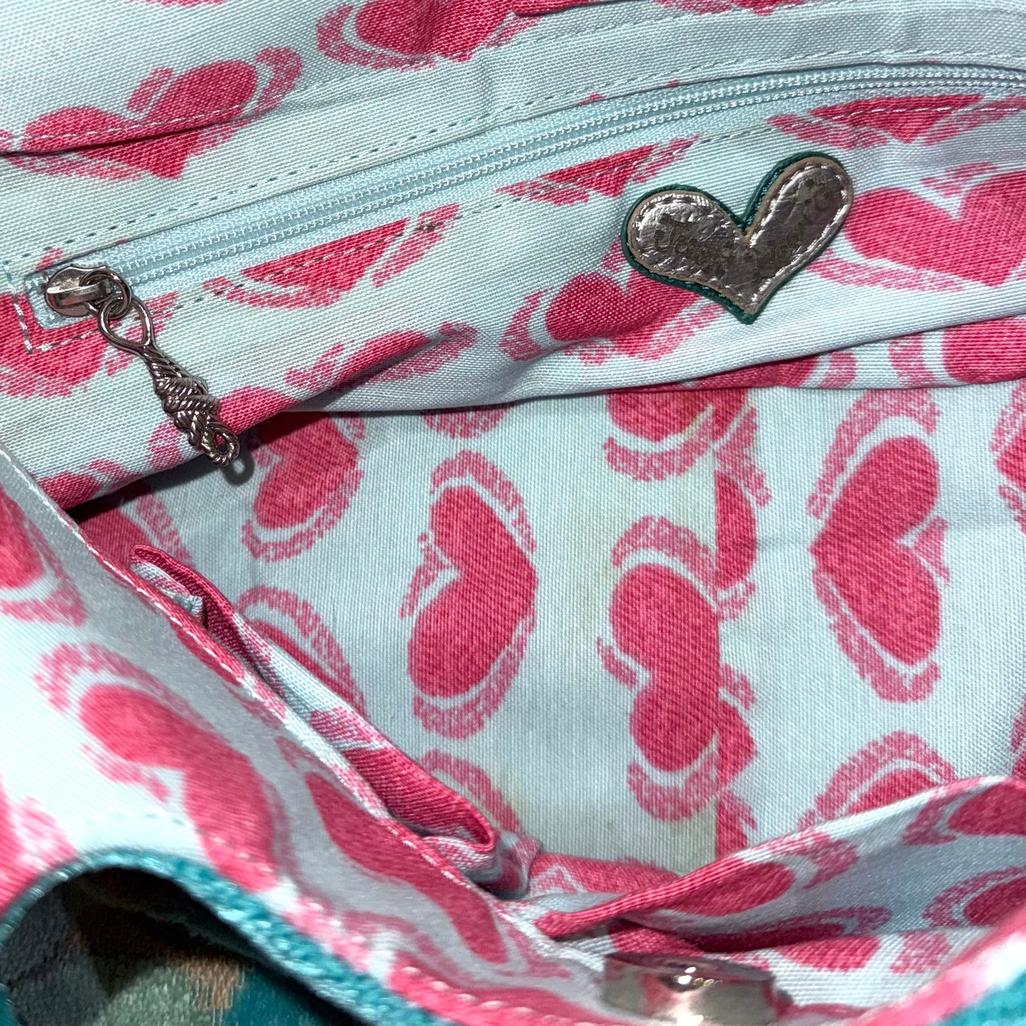 Think Bee teal floral shoulder bag