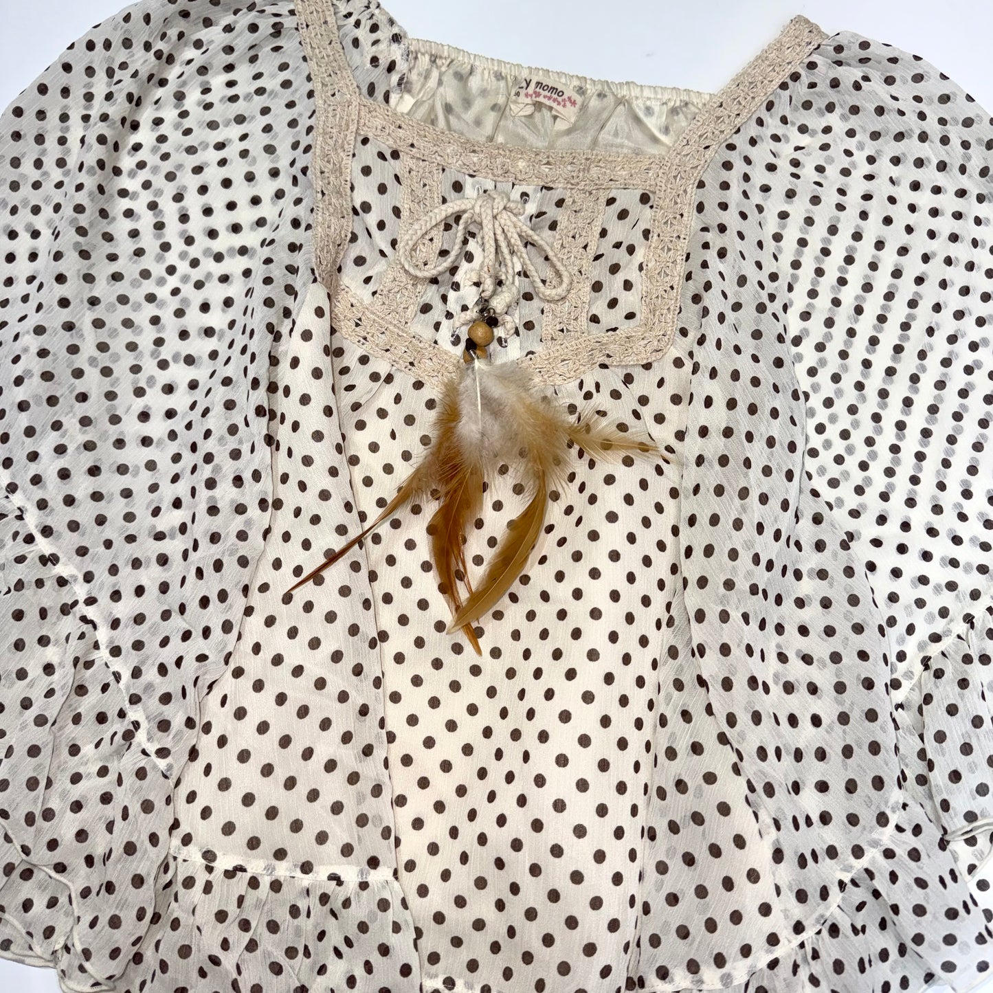 Ivory polka dot lace top