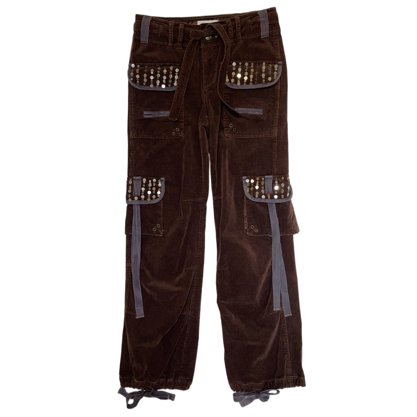 Brown embroidered corduroy pants