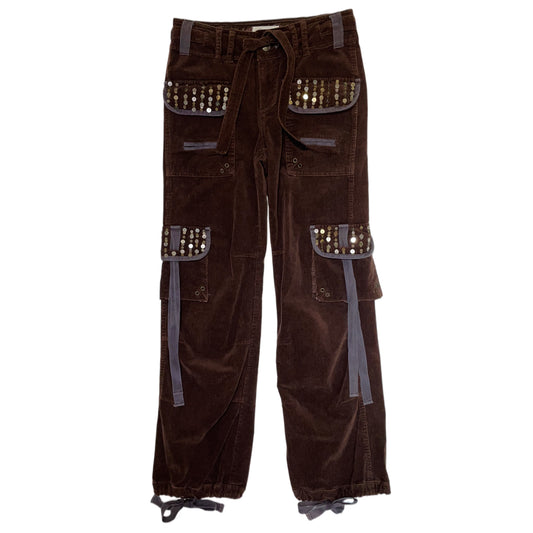 Brown embroidered corduroy pants