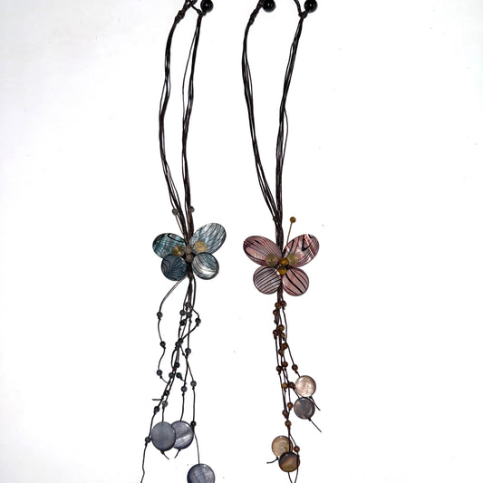 Butterfly long necklace with earrings set