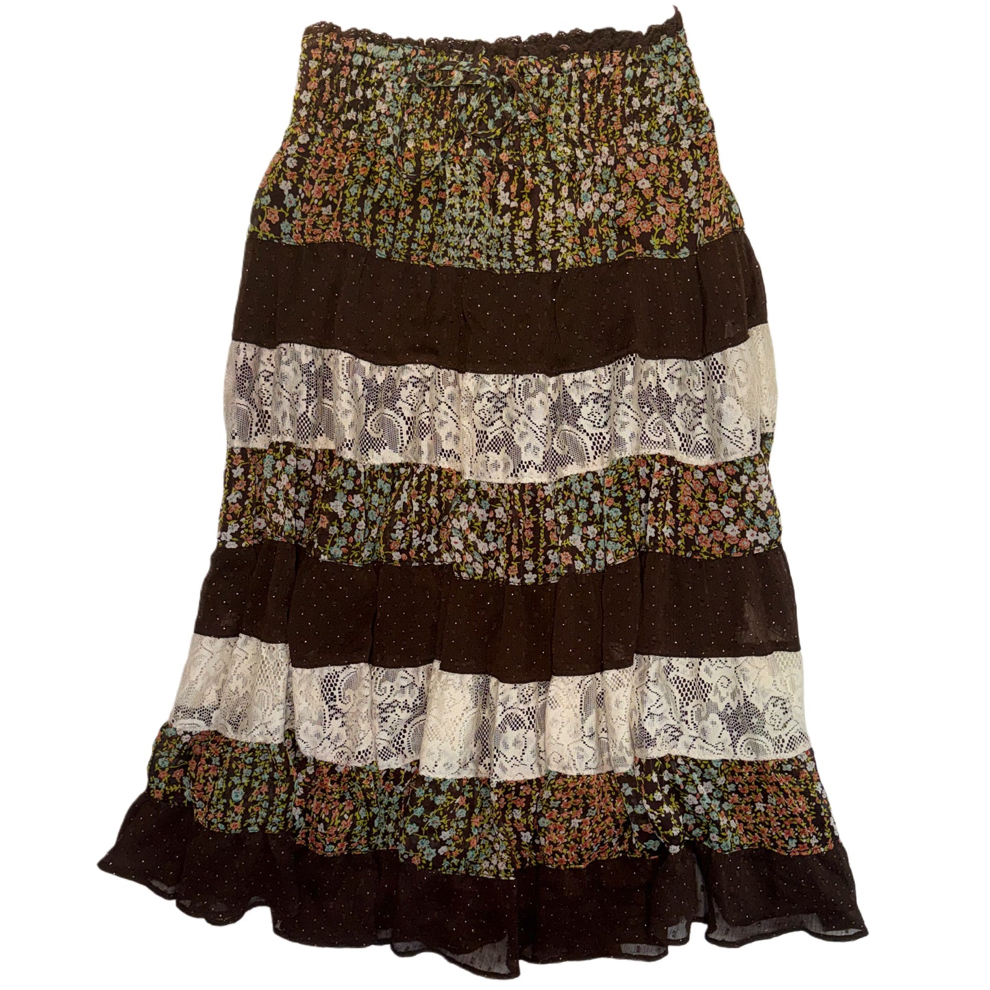 Brown floral lace skirt