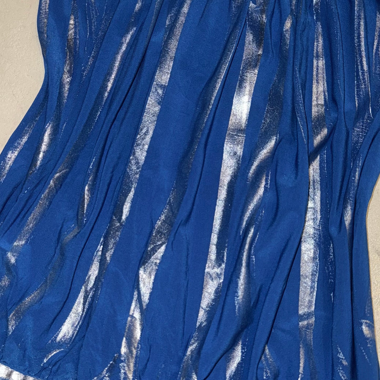 Retro metallic stripe pattern blue top