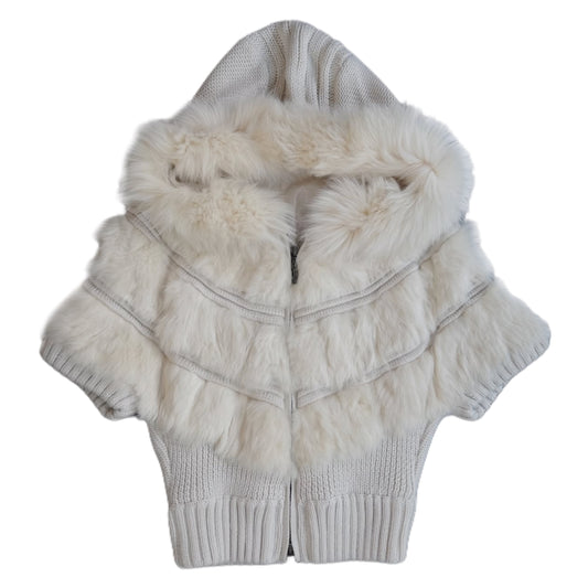 Furry knit double zip hoodie