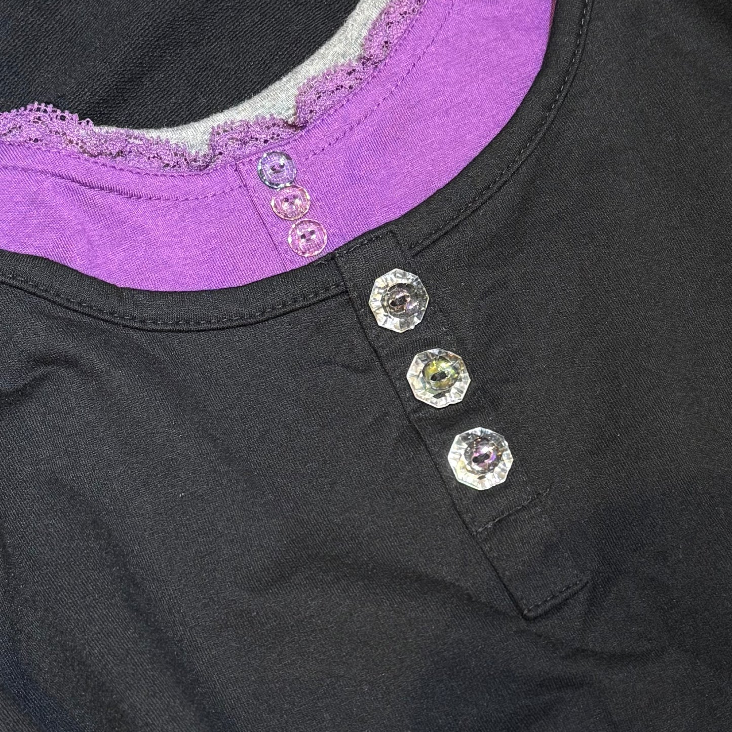 Purple black grey lace layered long sleeve
