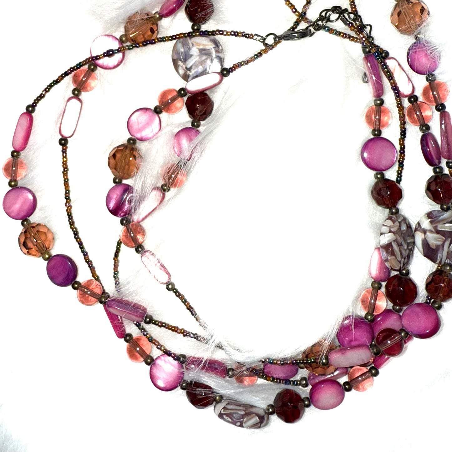 Purple beaded long necklace
