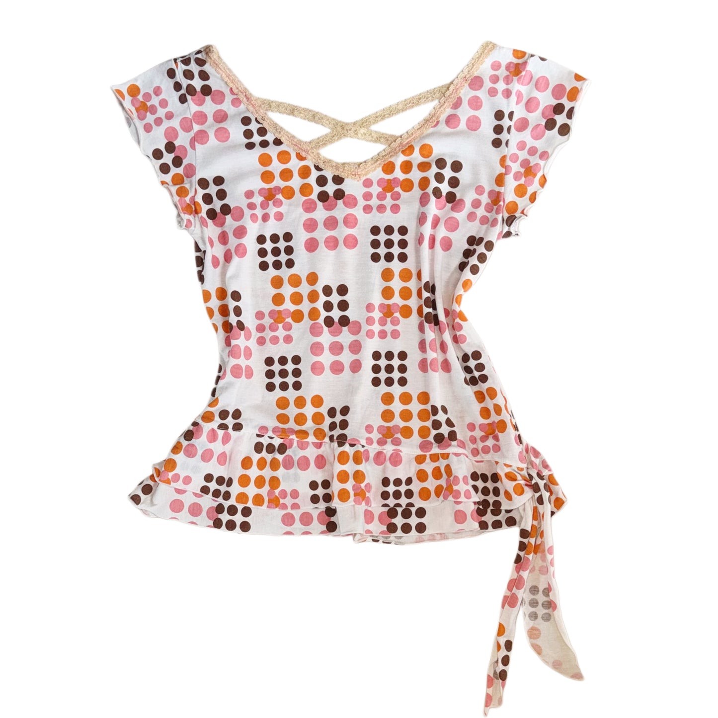 Polka dot lace trim top