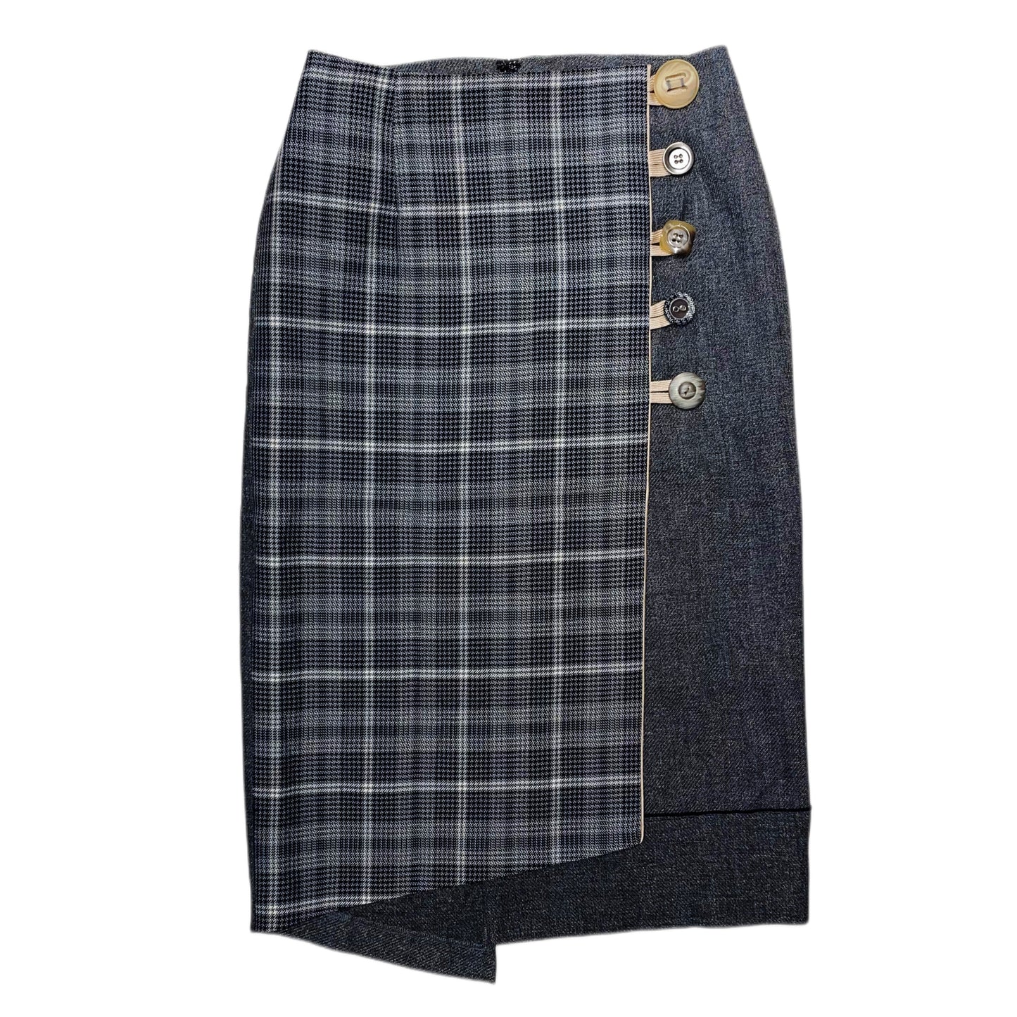 Grey tartan button skirt