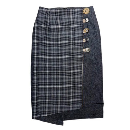 Grey tartan button skirt