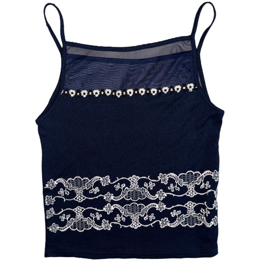 mesh tank with flower details