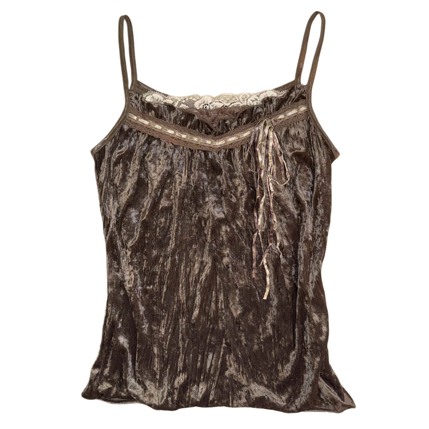 Brown velvet lace cami