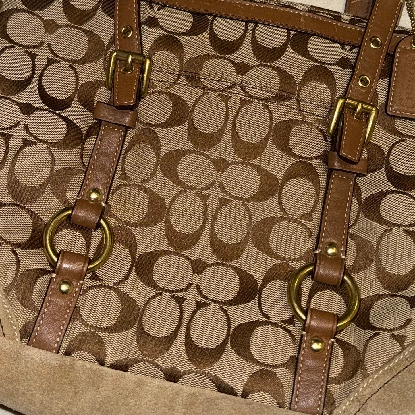 Coach brown suede shoulder bag