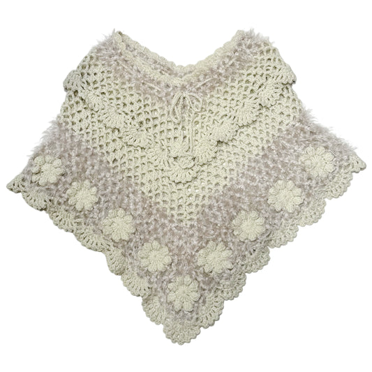 Beige glittering furry knit cloak