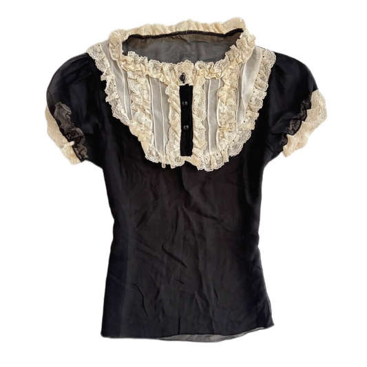 Black mesh lace shirt
