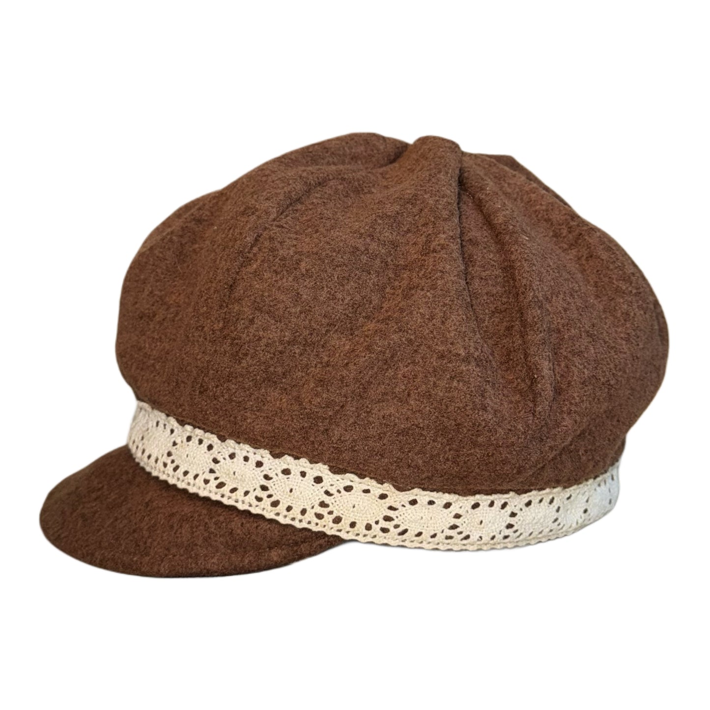 Brown lace trim hat