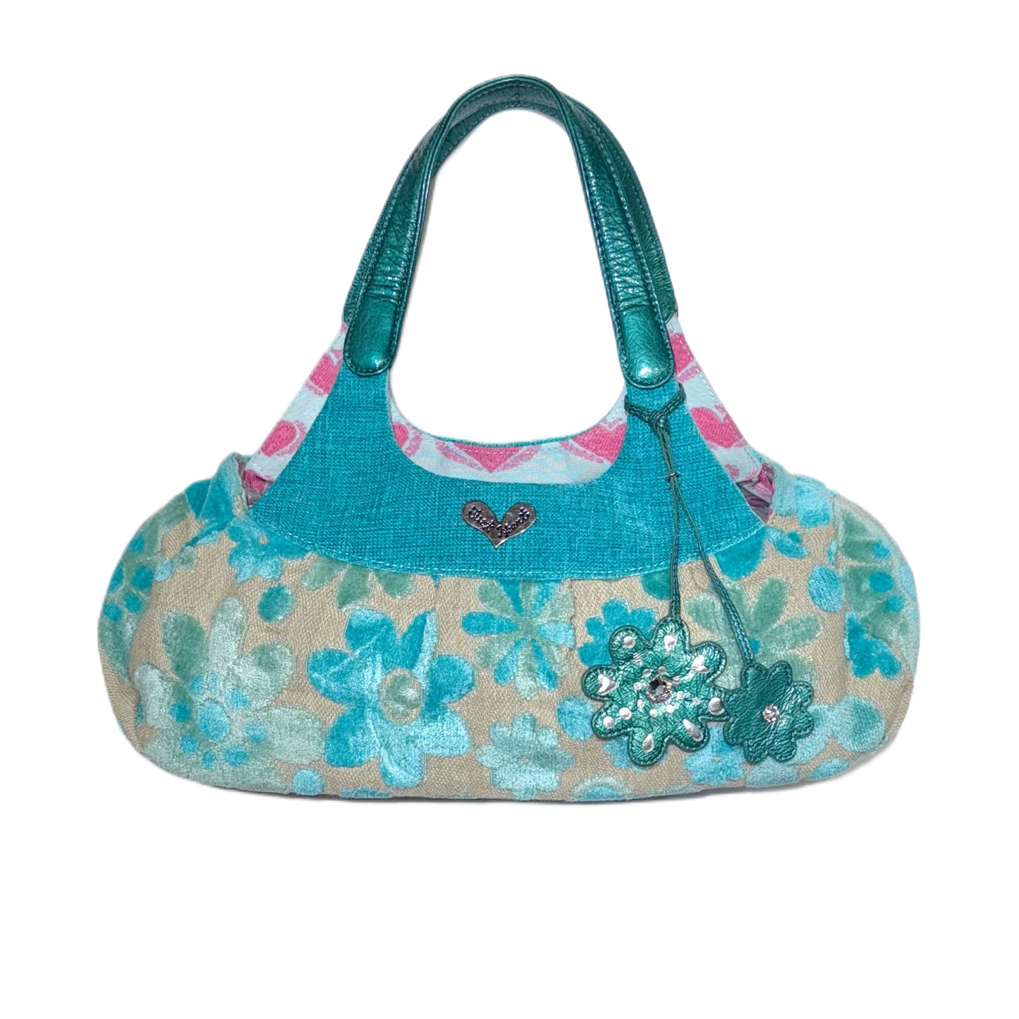 Think Bee teal floral shoulder bag