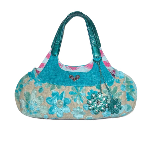 Think Bee teal floral shoulder bag