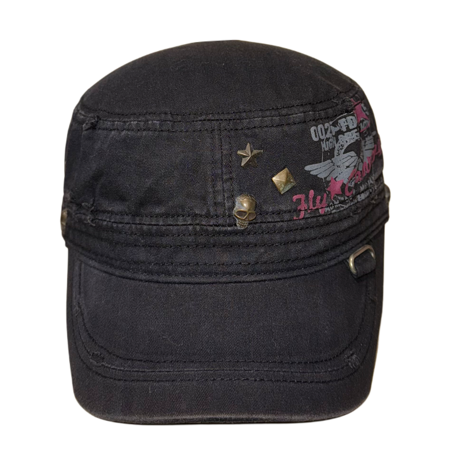 Black rivet hat