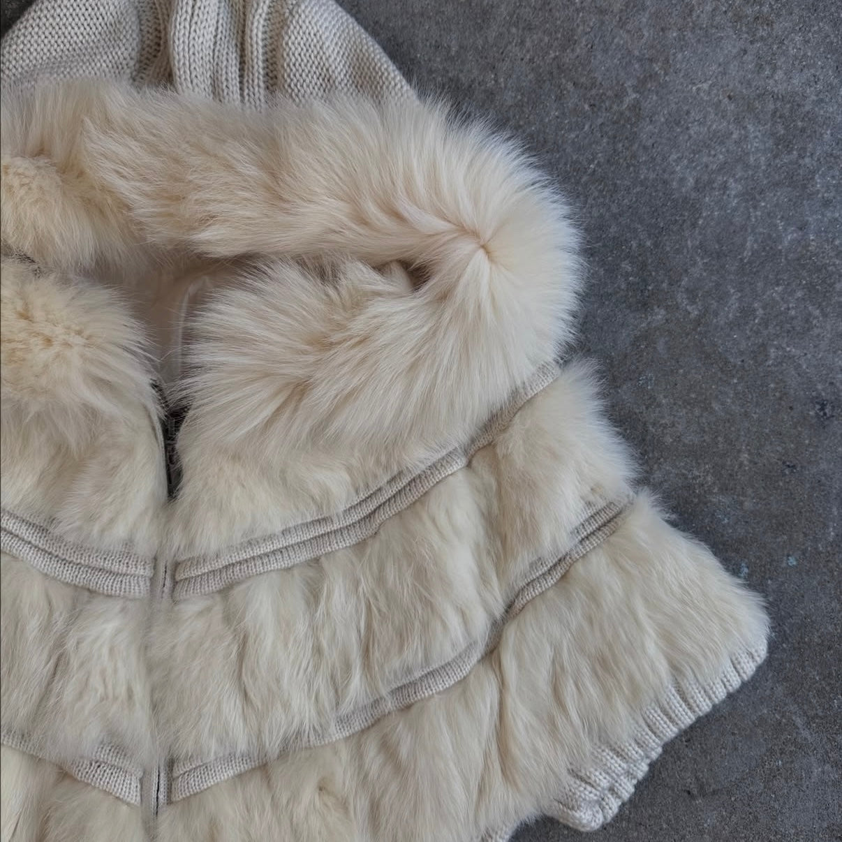 Furry knit double zip hoodie