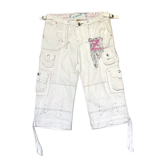 Z-bana pink embroidery white jorts