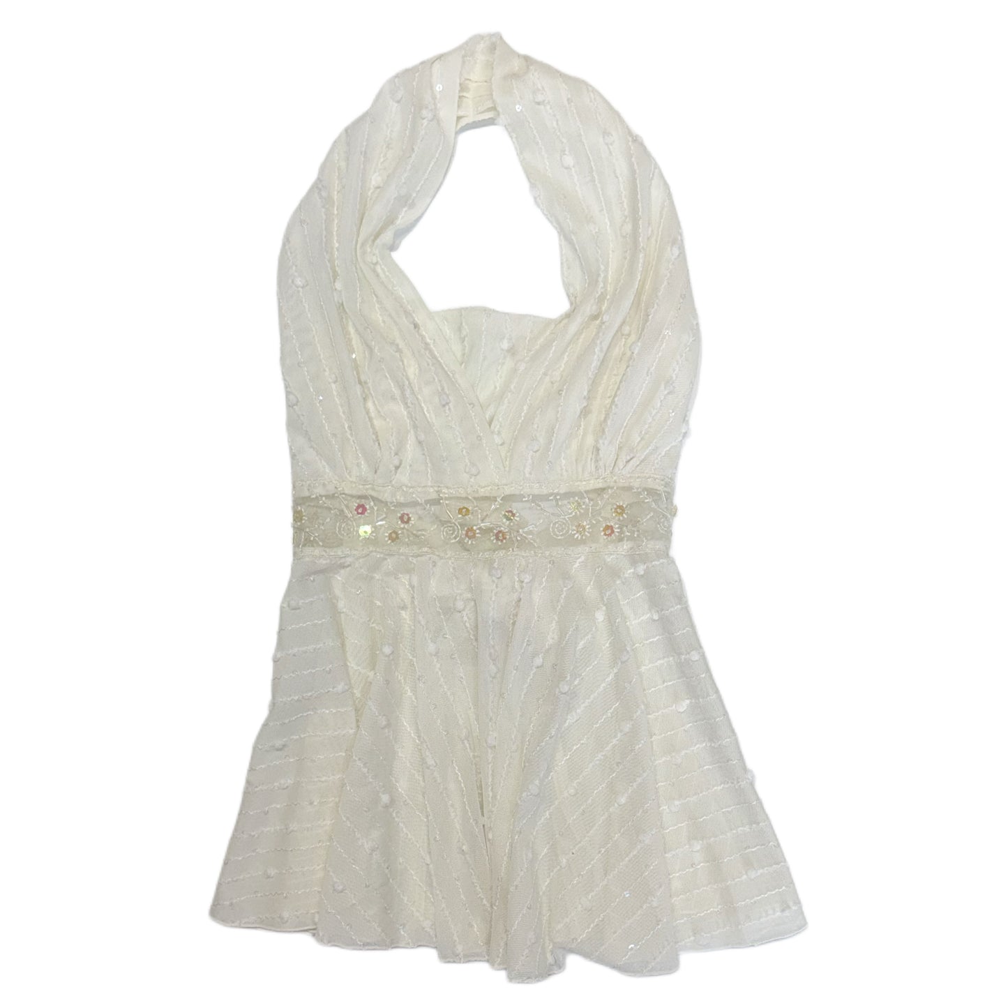 White embroidered backless cami