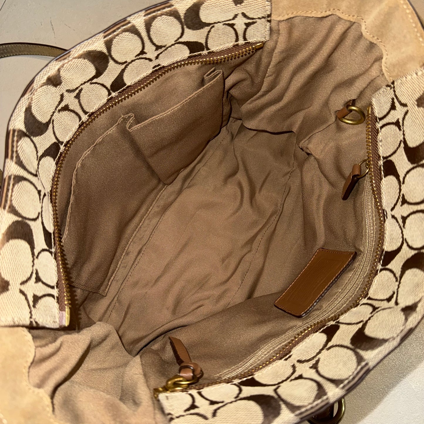Coach brown suede shoulder bag
