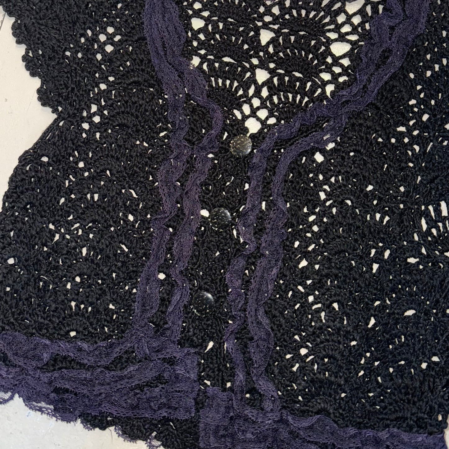 Black knit purple lace outer
