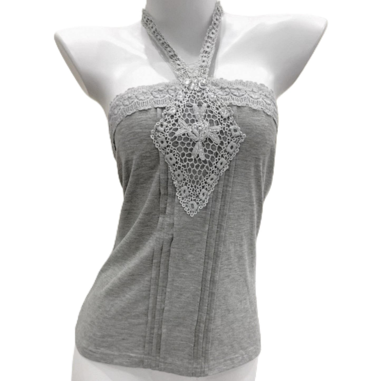 Grey lace halter