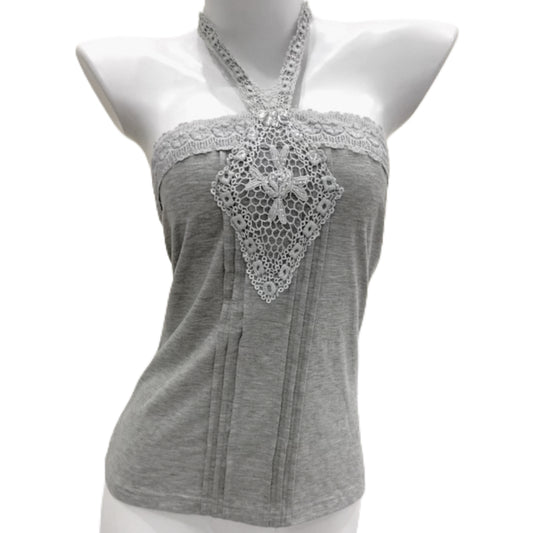 Grey lace halter