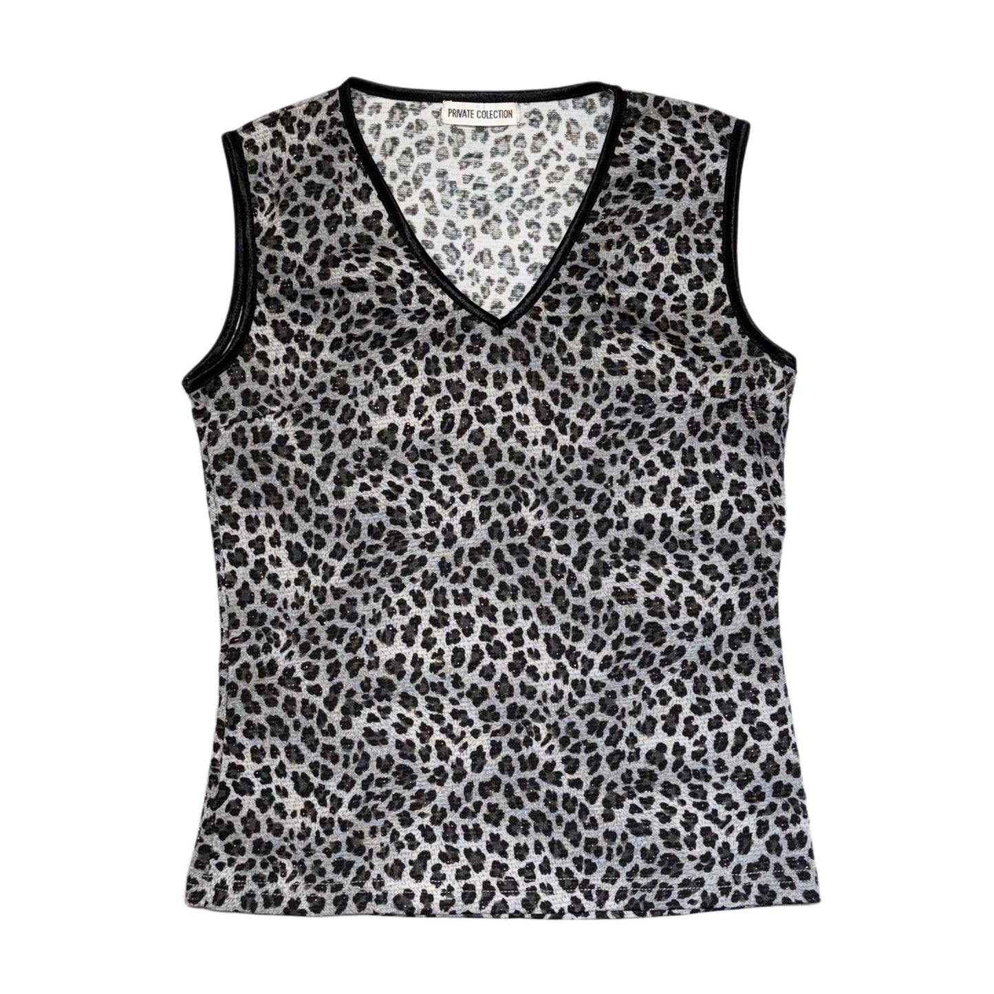 Black sparkly leopard print top