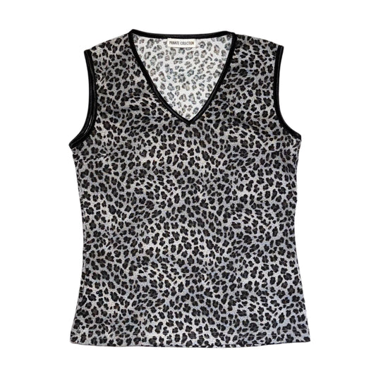 Black sparkly leopard print top