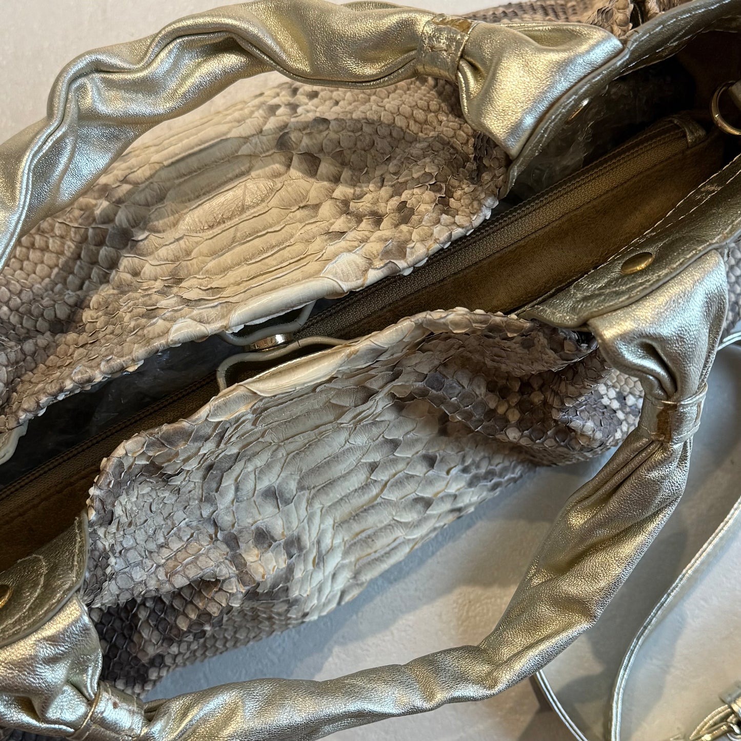Snakeskin golden shoulder bag/ crossbody bag