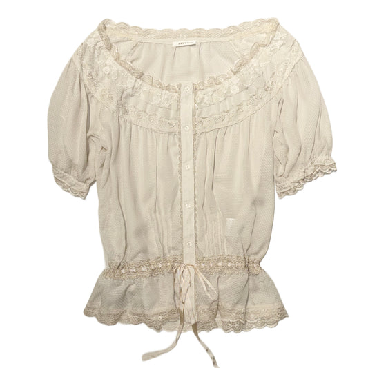 Axes balloon sheer lace top