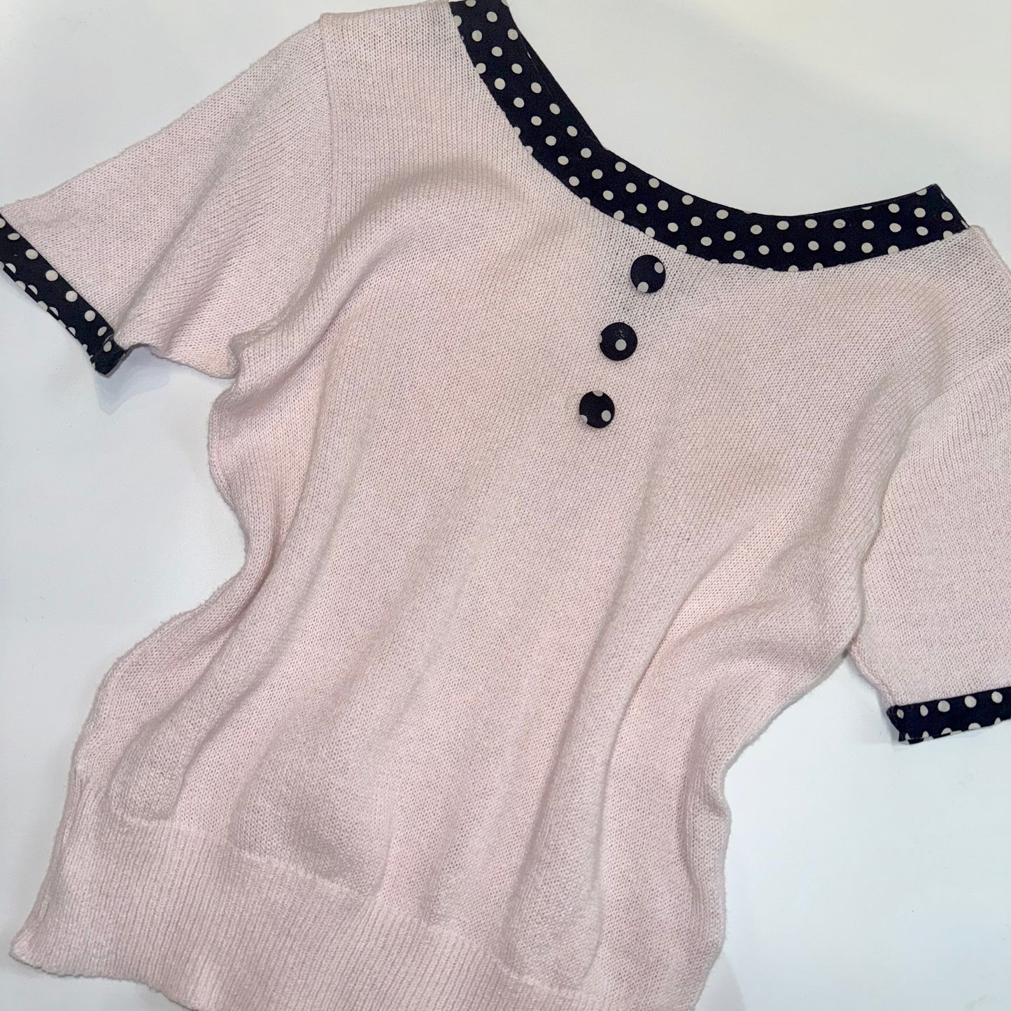 Soft pink polka dot layered top