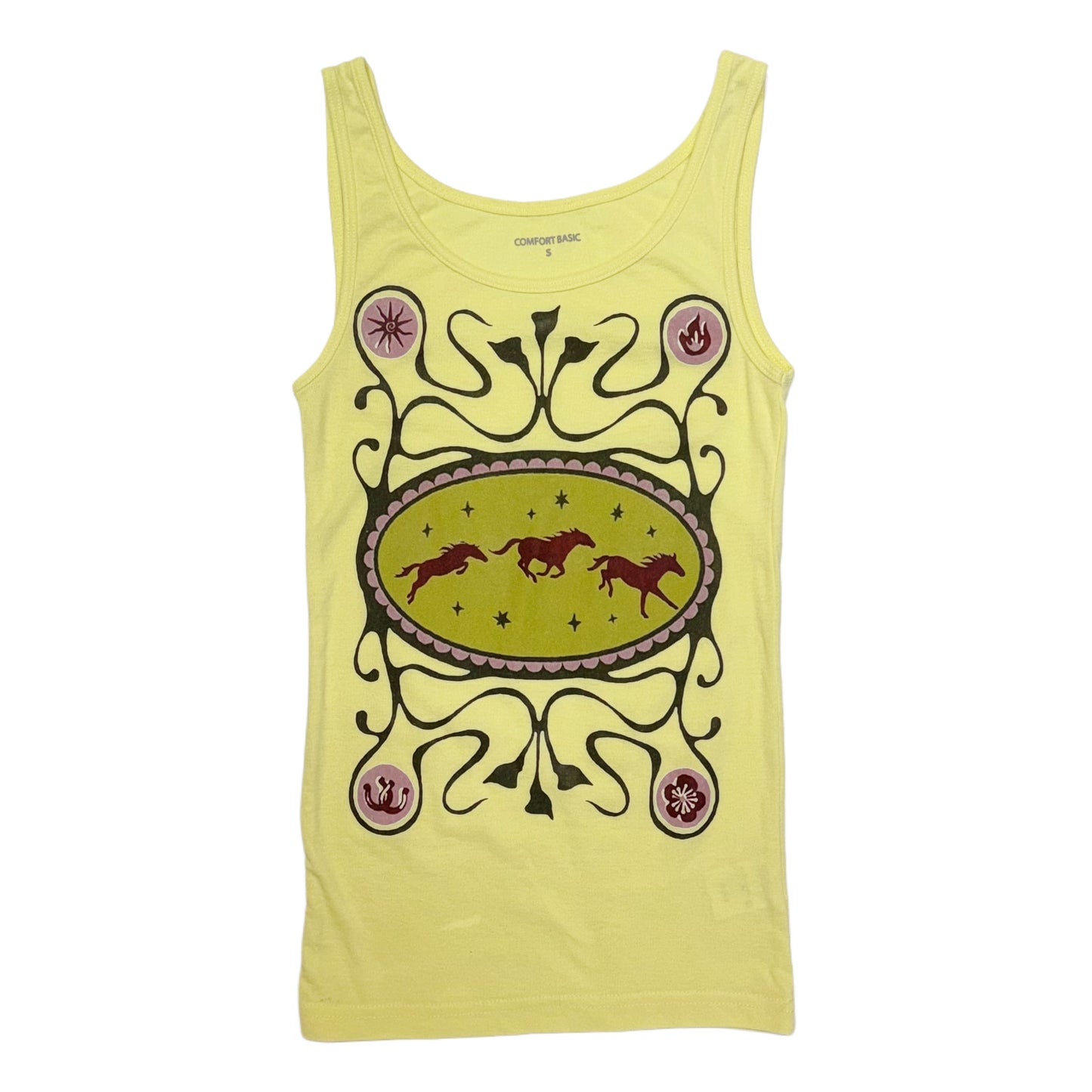 Light yellow graphic cotton top