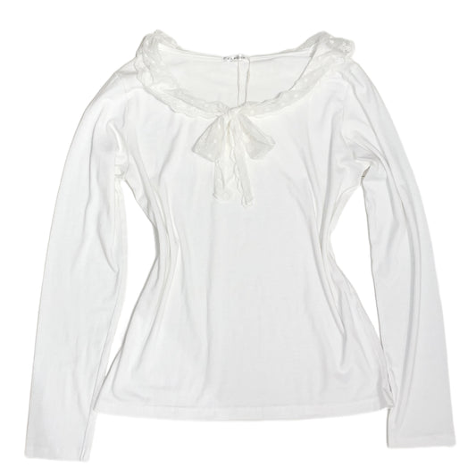 Lace ribbon collar white long sleeve