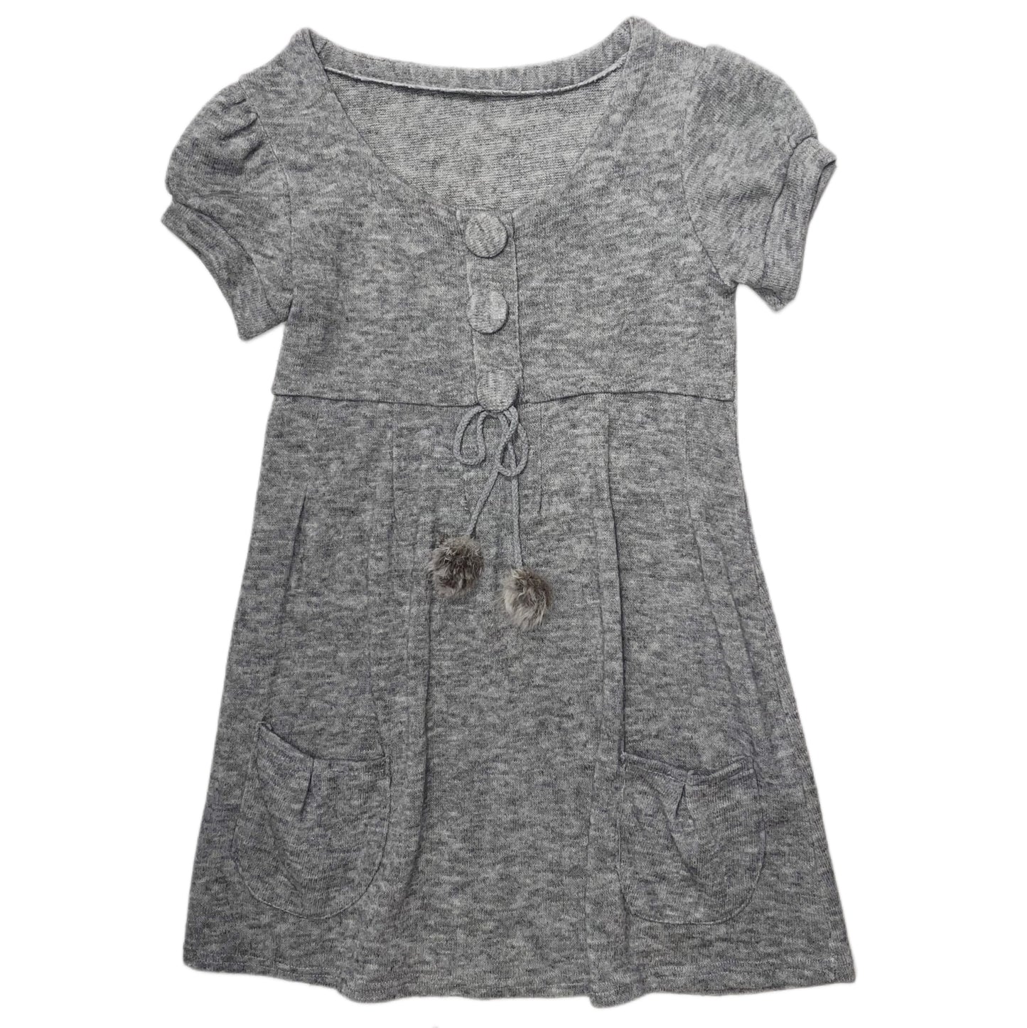Grey pom pom mini dress