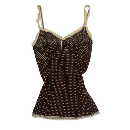 Brown polka dot mesh cami