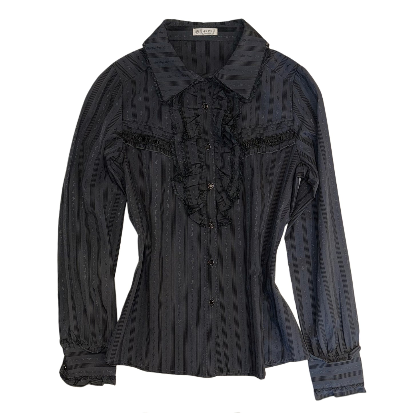 Axes music note jacquard fabric lace trim shirt