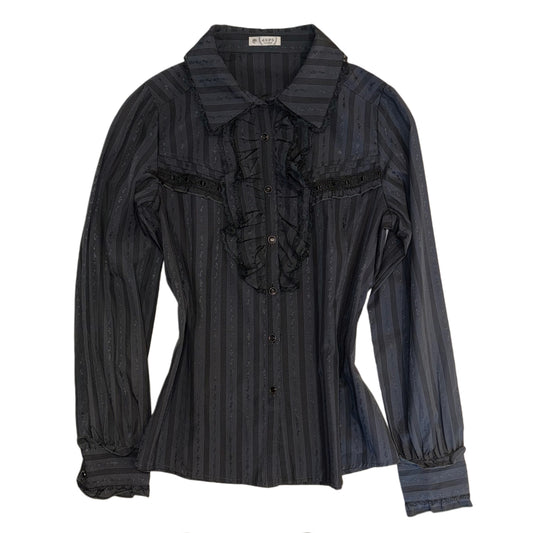 Axes music note jacquard fabric lace trim shirt