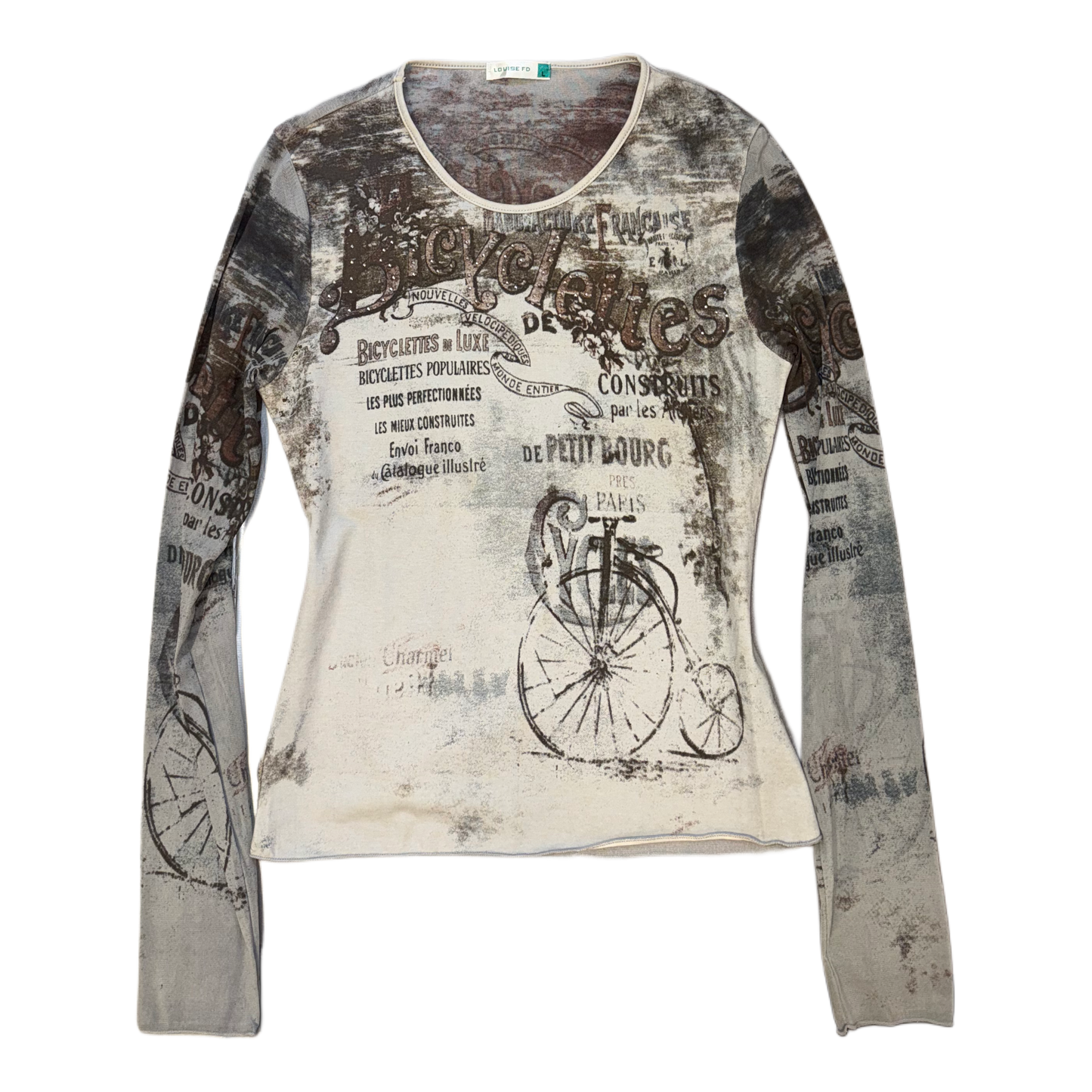 Louise grey graphic mesh long sleeve￼