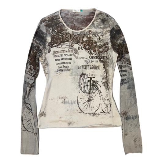 Louise grey graphic mesh long sleeve