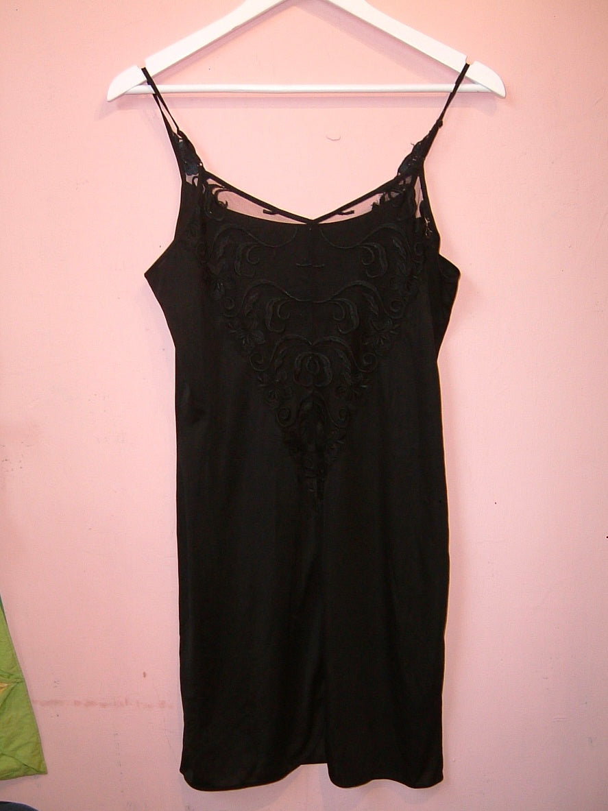 Black lace silk dress