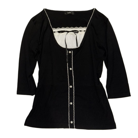 Black layered top with pearl details