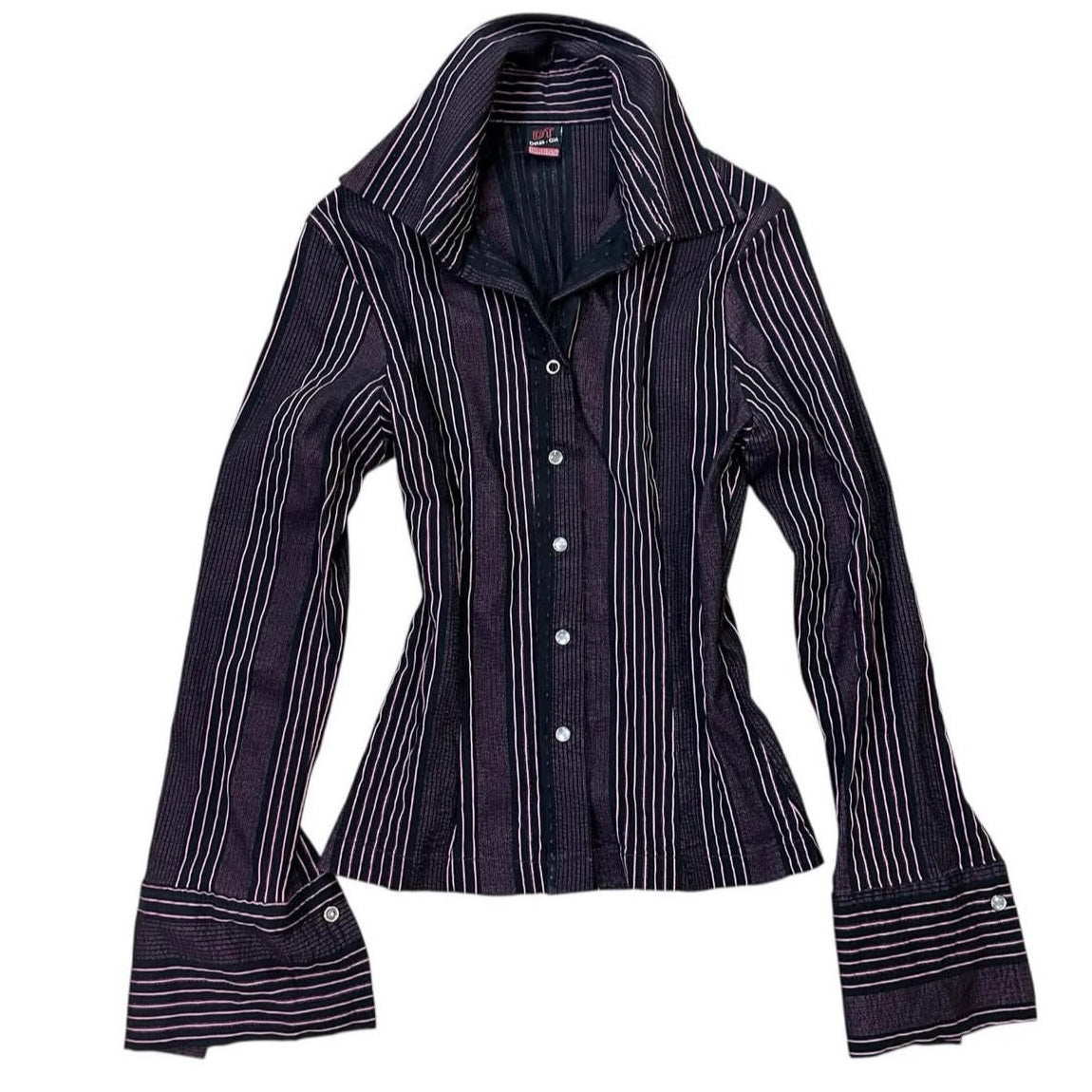 Detail girl purple striped shirt