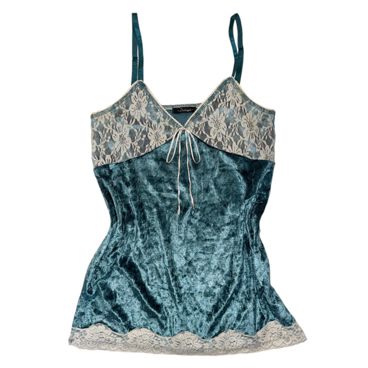 Blue velvet lace tank