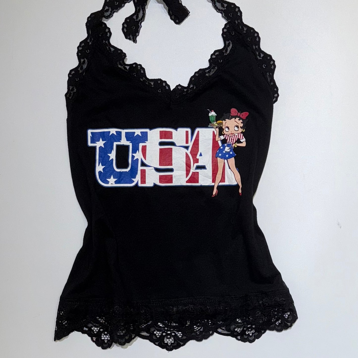 Betty Boop lace trim halter