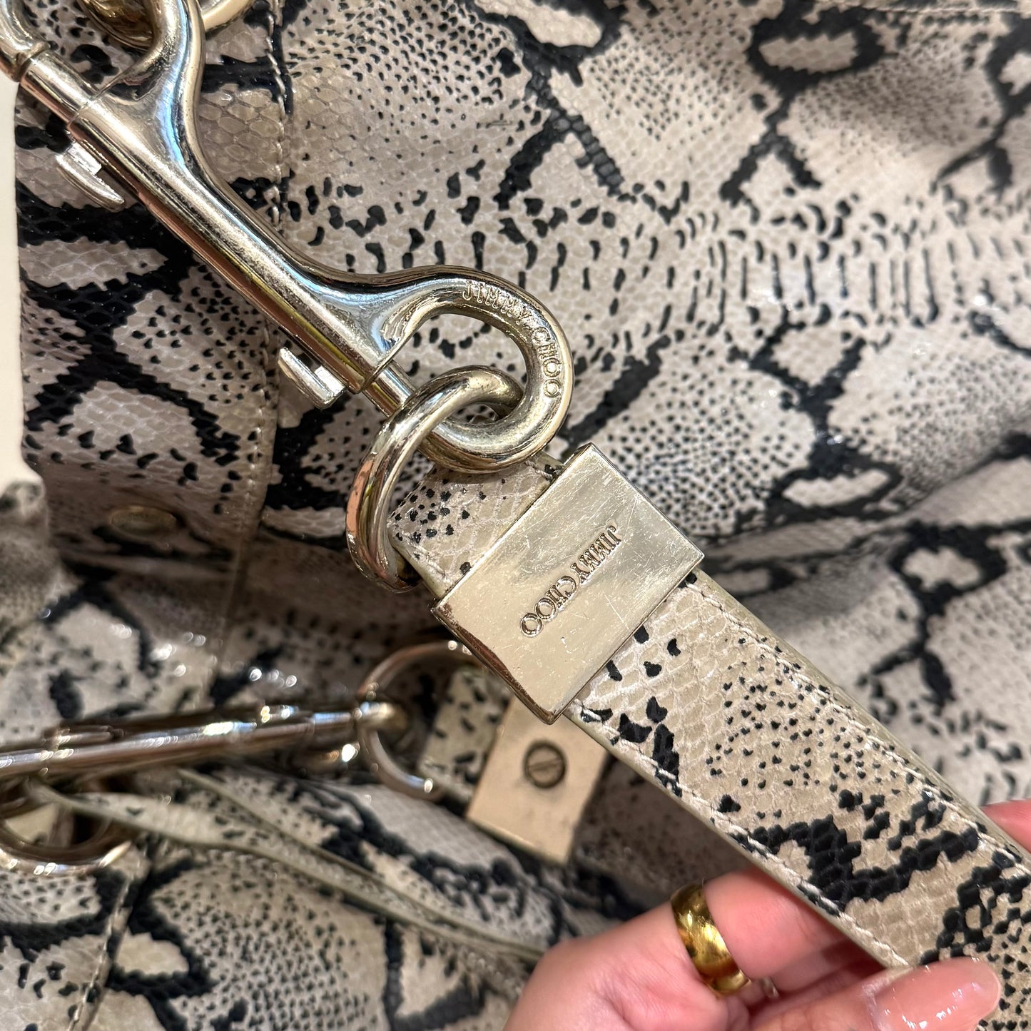 Jimmy Choo genuine python bag with dog-leash clips