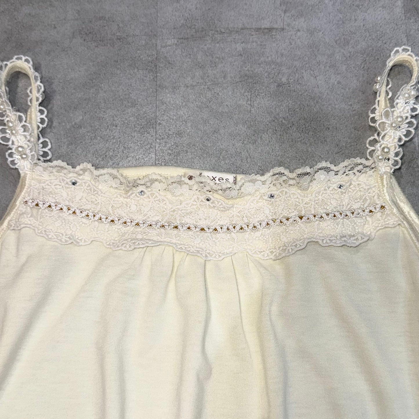 Axes cream pearl strap cami