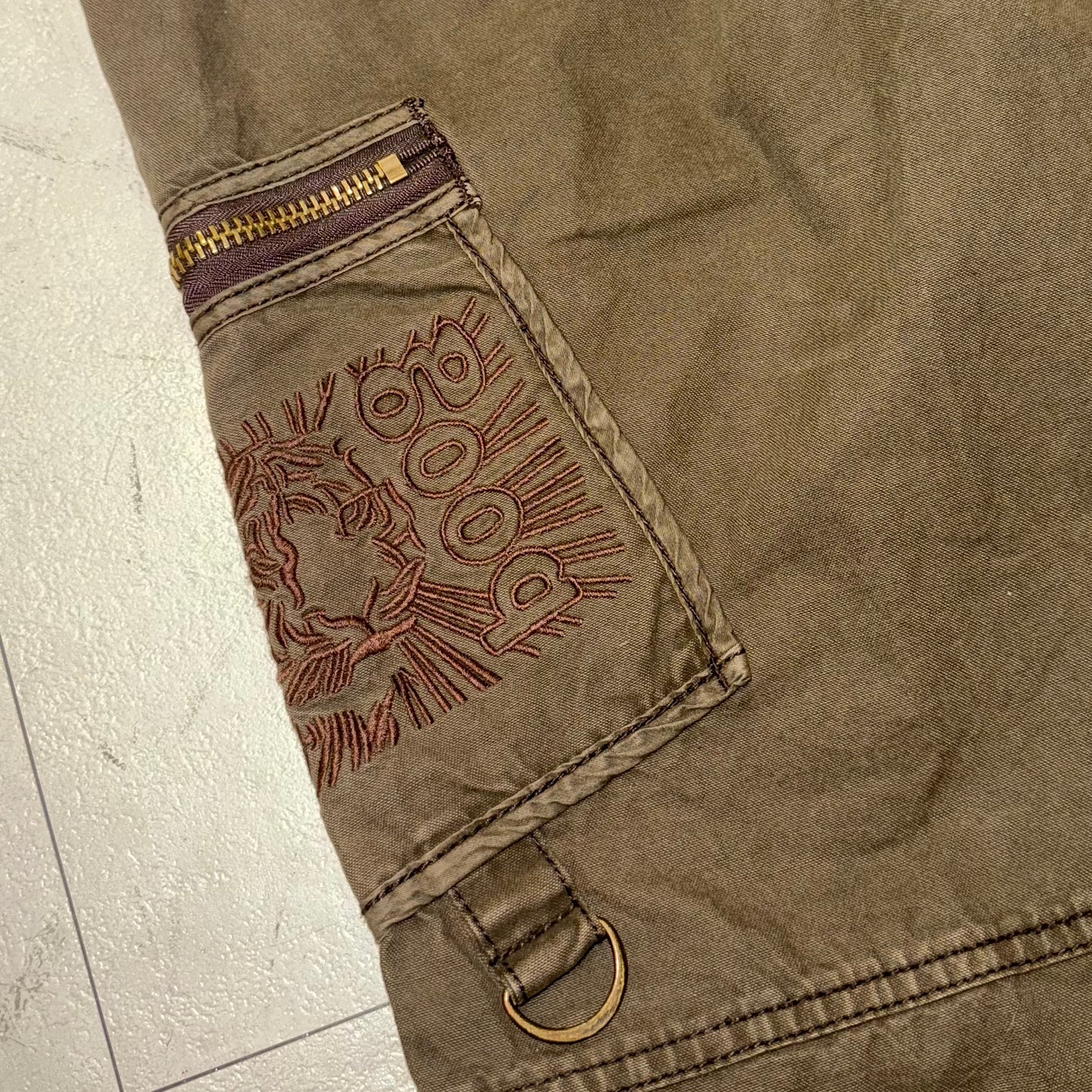 Brown cargo low waist pants